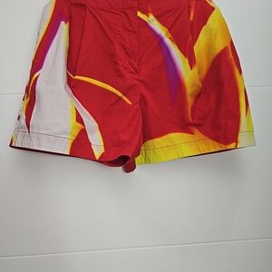 COS x Lea Colombo Limited Edition Floral Print Cotton Shorts  Red/Yellow  Size 4